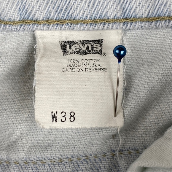 Levi's 550 Orange Tag Vintage Jean Shorts USA Men's Size 38 Stained - Picture 7 of 12